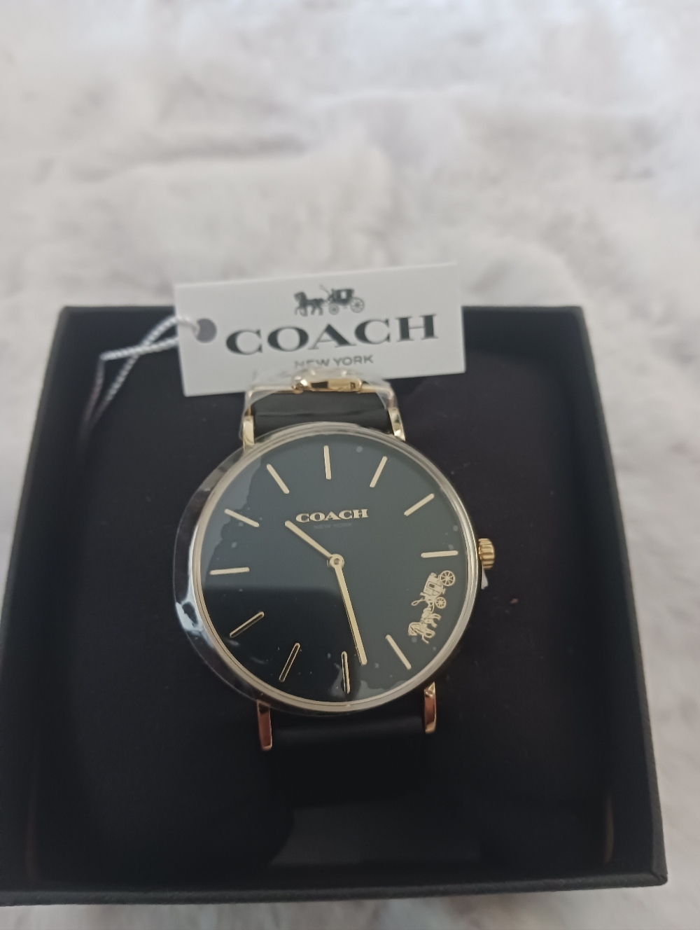 Coach Women Perry Black Dial Gold-Tone Accent Watch